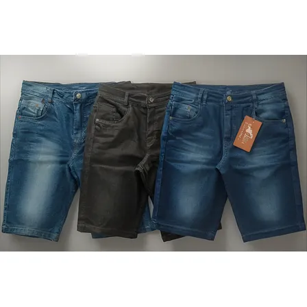 Kit 3 Bermudas Jeans Masculina Lycra Elastano Linha Premium