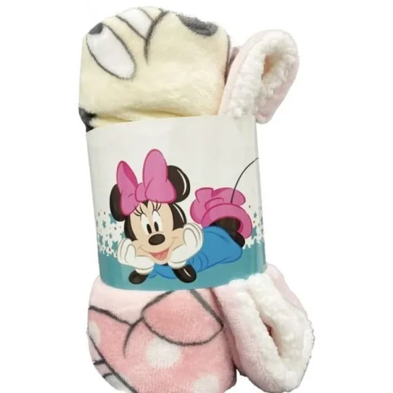 Frazada Bebe 75 X 100 Minnie Mickey Franela Y Corderito