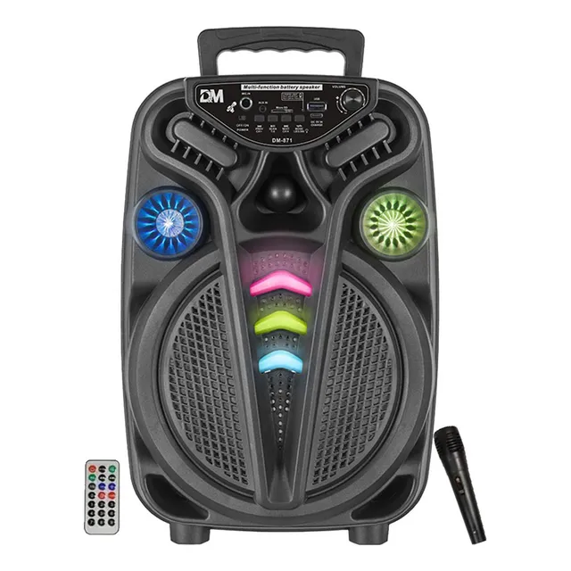 Bocina Portátil De 8  Dm-871 Con Luces Led Y Bluetooth