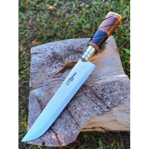 Faca Santoku De Inox Damascus Cabo Madeira 30,5cm Mimo Style Cor