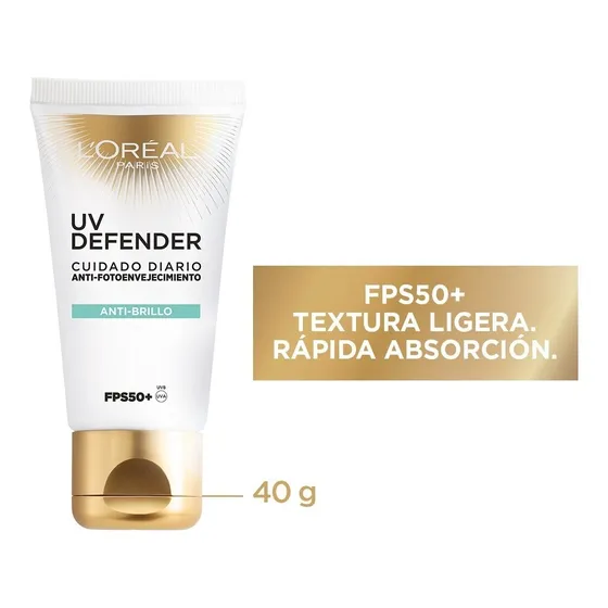 Protector Solar L'oréal Paris Anti Brillo Fps50 Uv Defender