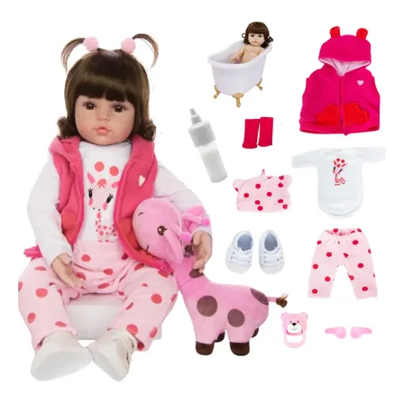 Bebê Reborn Boneca Menina Silicone Girafinha Pode Dar Banho