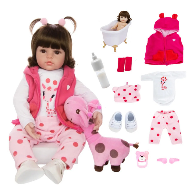 Bebê Reborn Boneca Menina Silicone Girafinha Pode Dar Banho Bebê Reborn Boneca Menina Silicone Girafinha Pode Dar Banho