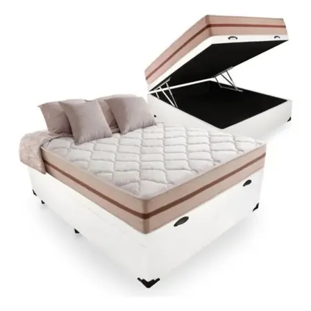 Cama Box Baú Viúva Com Colchão Pillow Angel Molas Ensacadas Cor Branco