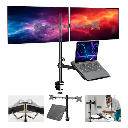 Soporte Triple Monitor Notebook 10-32'' Brazo Escritorio