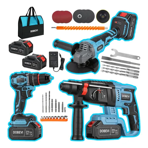 Kit 4 Ferramentas Sem Fio 68v Furadeira Martelete Lixadeira Genai