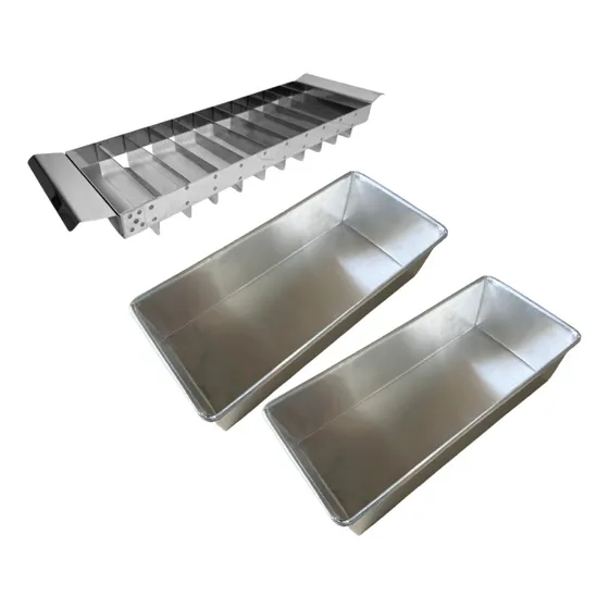 Kit Slice Cake Com 2 Forma 30x10x10 + 1 Fatiador 12 Ped 2,5