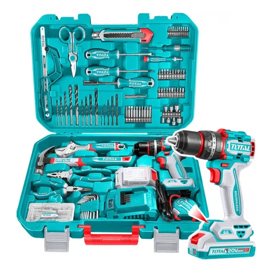 Taladro Percutor 1/2 66nm+ Kit De Herramientas 165 Pzs Total Color Turquesa Frecuencia 50 Hz/ 60 Hz 20v