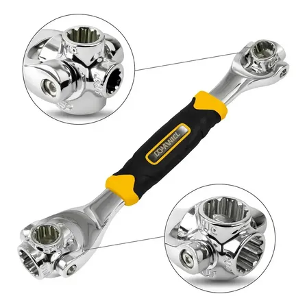 Chave Tigre Com 8 Bocas Universal 48 Em 1 Combinada Soquete 360 Em Aço Inoxidável Cromado