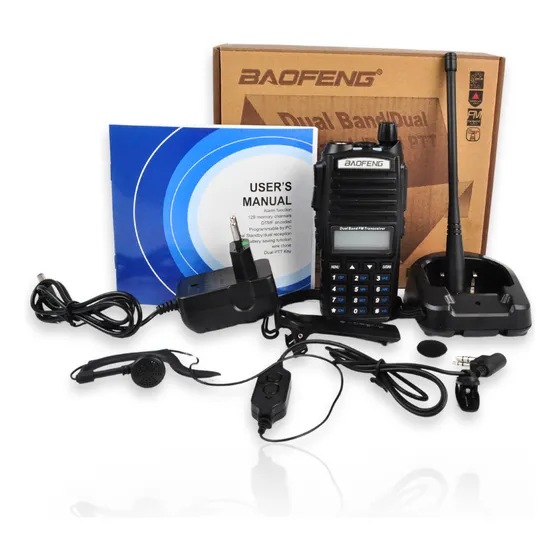Kit 10 Radio Comunicador Dual Band Baofeng Uv-5r Vhf Uhf Bandas De Freqüência Cor Preto