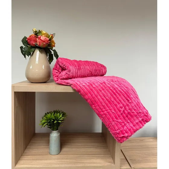 Cobertor Manta Canelado Soft Antialérgico 2,00 X 1,80m Cor Pink