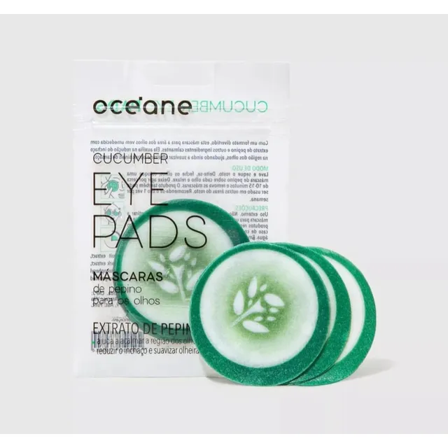 Máscara De Pepino Para Olhos, Cucumber Eye Pads, 10un Océane