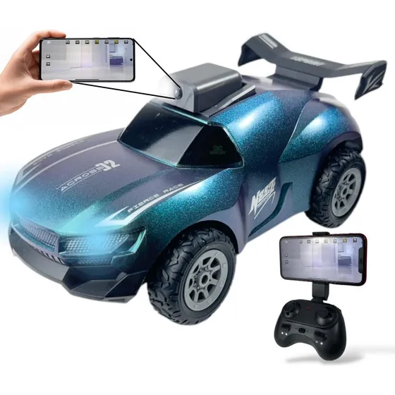Carrinho Controle Remoto Espião Câmera Wifi Recarregável Som