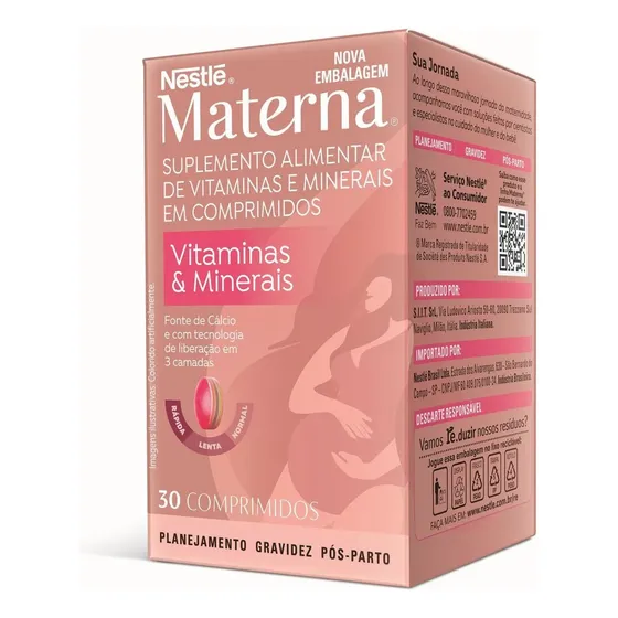 Materna Nestlé - 30 Comprimidos - Suplemento P/ Gestante Sem Sabor
