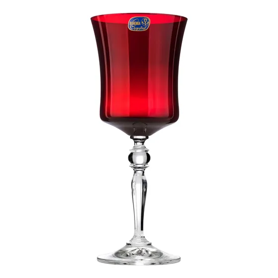 Copa Vino Cristal Onza Roja Antigua Un Tallo Largo Juego