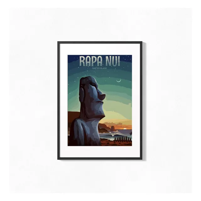 Cuadro 42x52 Poster Rapa Nui Isla De Pacua Chile Moai