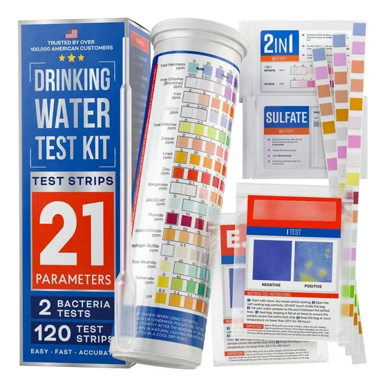 Kit De Prueba De Agua Potable 20 En 1 120 Tiras Análisis