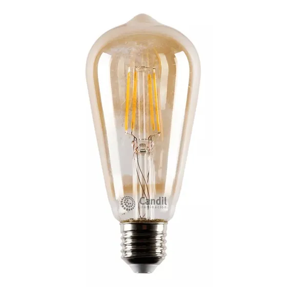 Lámpara Filamento Led Pera Vintage E27 7w Ambar - Candil Color de la luz Blanco cálido