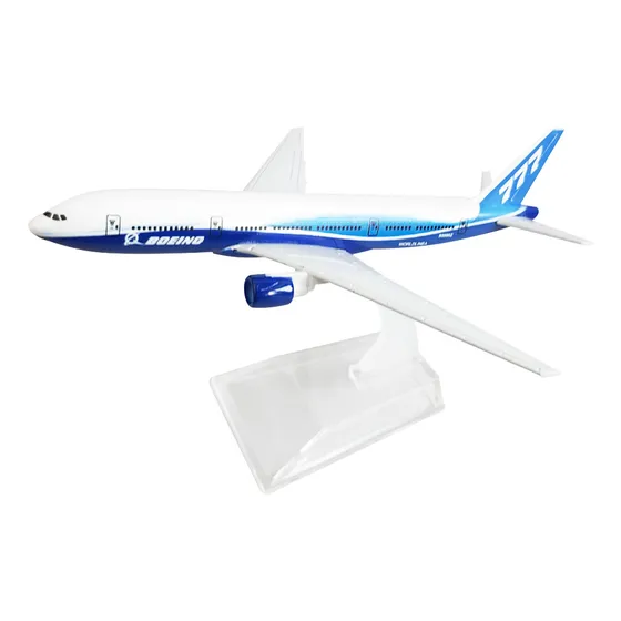 Avião Miniatura De Metal Boeing 777 Azul Colecionável