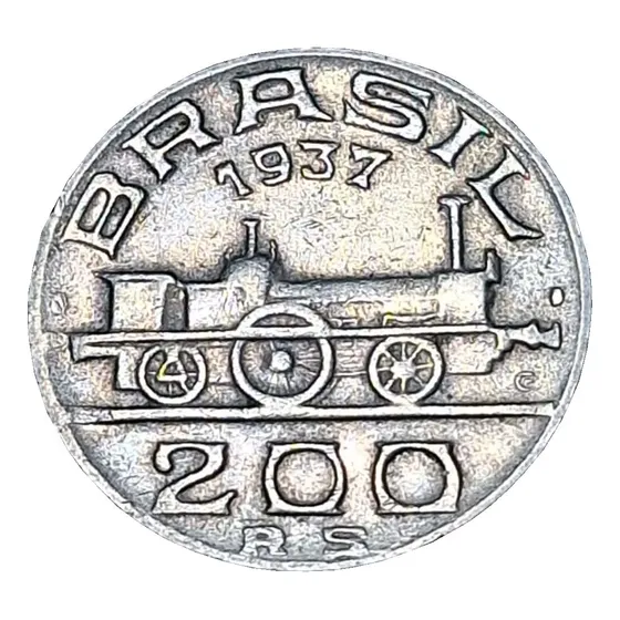 Moeda Antiga Brasil 200 Réis 1937 Moeda Reverso Invertido
