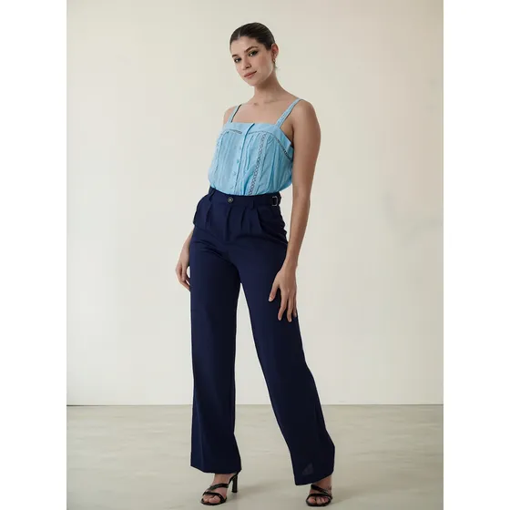 Pantalón Vestir Crepe Mujer Mochi Recto Ancho