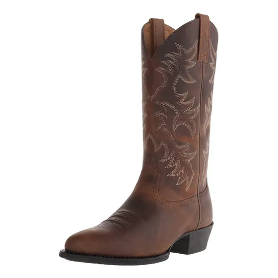 Botas Vaqueras De Cuero Retro Desgastadas For Hombre [u]