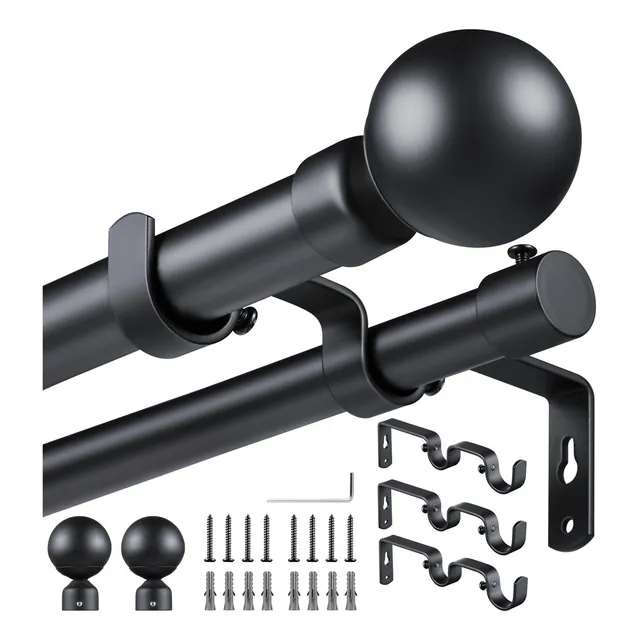 Barra Para Cortina Best Buy Dobles Tubo Cortinero Ajustable 80-365cm Color Negro