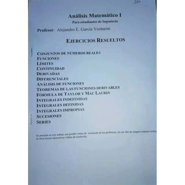 Resueltos De Analisis Matematico 1, De Garcia Venturini., Vol. 1. Editorial Ediciones Cooperativas, Tapa Blanda, Edición 2022 En Español, 2017