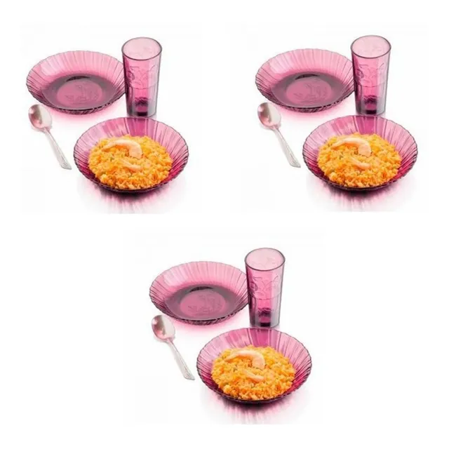 3 Vajillas 12 Piezas Uva Crisa Plato Vaso Y Cuchara Envio Gr
