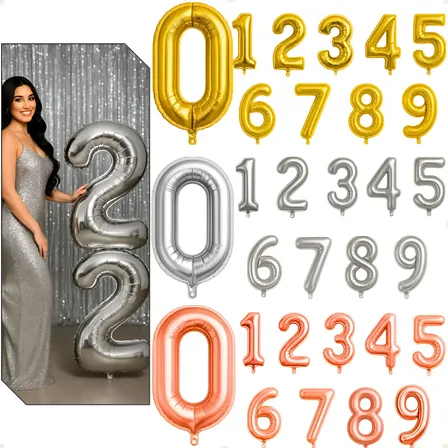 Balão Número Metalizado 80cm 0 A 9 Festa Aniversário Cores
