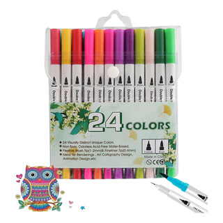 Caneta De Pincel E Canetas Coloridas School Double Tip Com 2 Caneta De Pincel E Canetas Coloridas School Double Tip Com 2