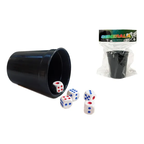 Generala Juego De Mesa Cubilete Dados Niños Color Negro