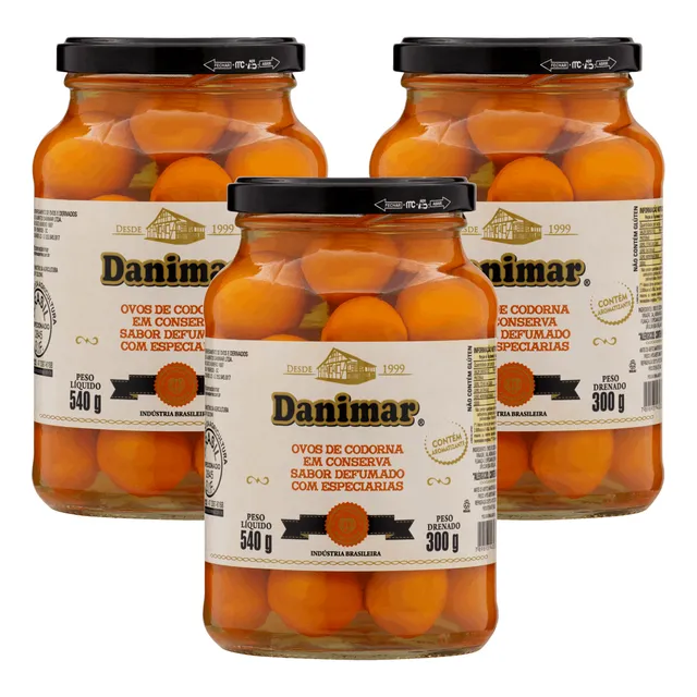 Ovos De Codorna Em Conserva Defumado Danimar 540g ( 3 X 540g