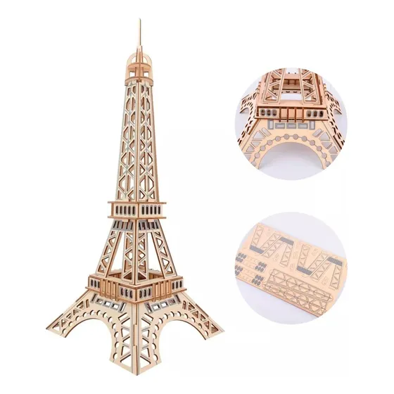 Rompecabezas 3d Madera Mdf Torre Eiffel Decoracion Juguete