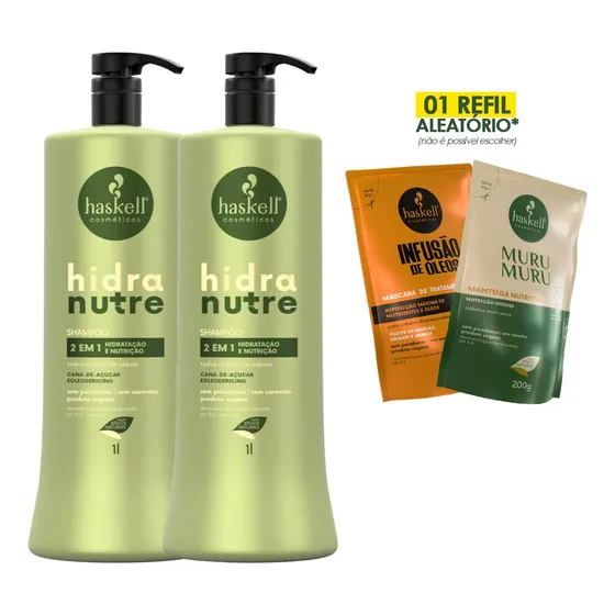 Kit Haskell Hidranutre 2 Shampoo 1 Litro Cada +refil200g
