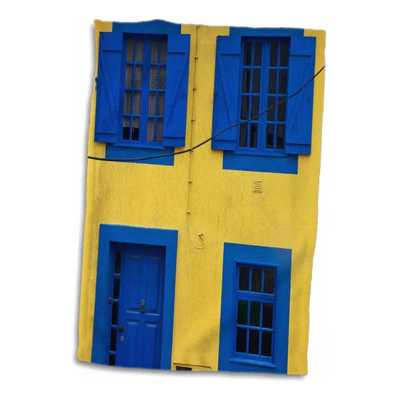Portugal Aveiro Casa Amarilla Contraventana Azul Toalla