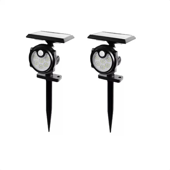 Foco Farol Solar Led Estaca O Pared Sensor Movimiento Ext X2