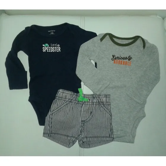 Set Carters Recien Nacido Ropa Bebe Body Manga Larga Short