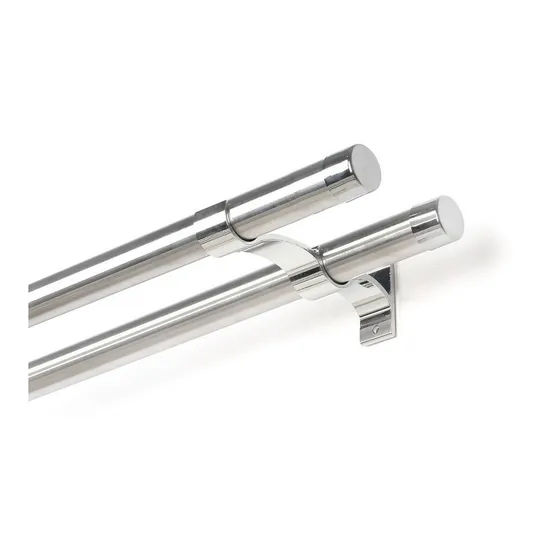 Kit Varão Para Cortina Duplo 19mm/28mm 3,00 Metros Alumínio Cor Cromado
