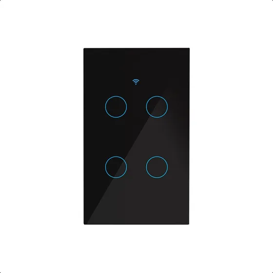 Interruptor Inteligente Cuadruple Wifi Negro Sin Neutro