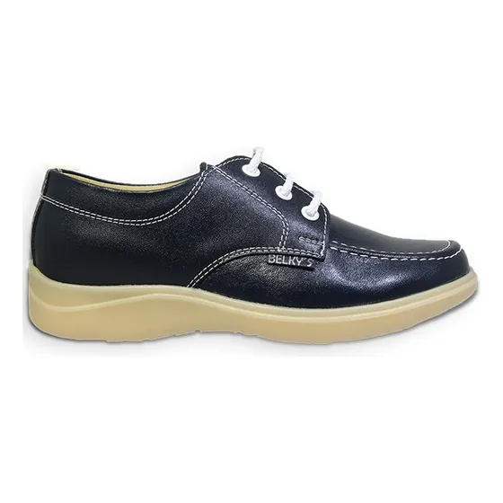 Zapato Colegial En Cuero Azul Oscuro Suela Goma