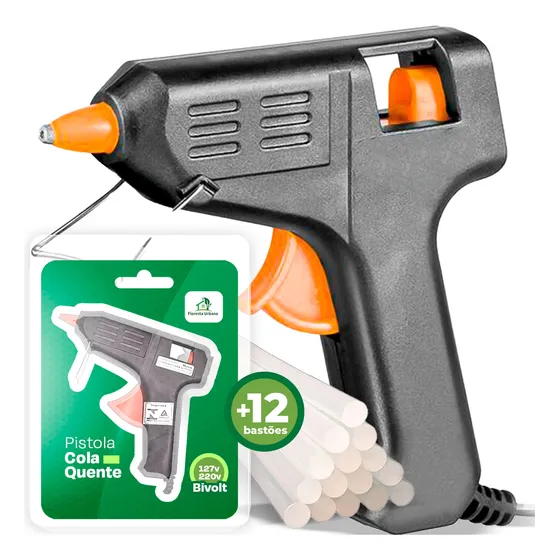 Revolver Pistola De Cola Quente 20w Com 12 Bastões De Cola 127/220V Bico Fino Floresta Urbana