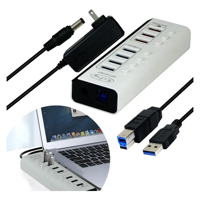 Hub Usb 7 Puertos Usb 3.0 Con 4 Usb Datos 3 Usb Carga Rapida