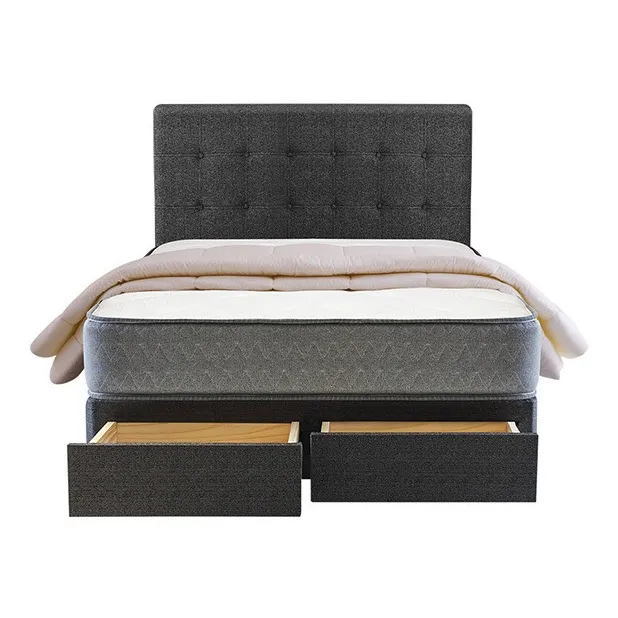 Juego De Dormitorio Forli 2 Pls +colchón+cabecera Almohadas