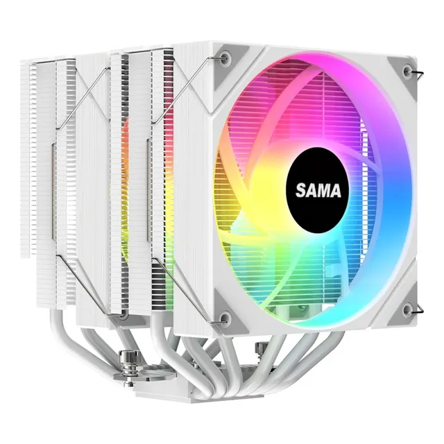Disipador Cooler Gamer Sama 6pdw Wh Intel Amd Argb Doble Fan