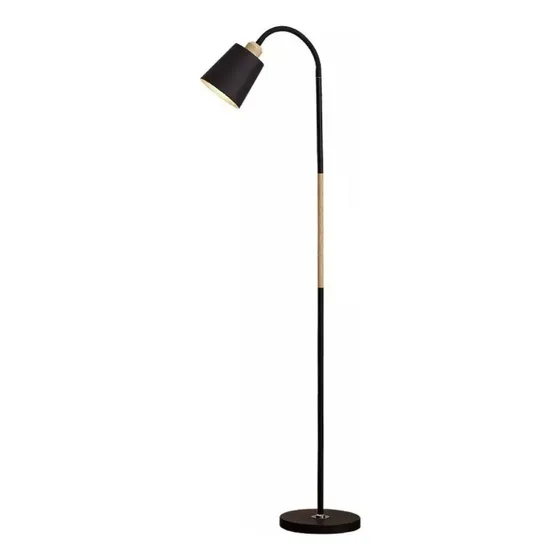 Lámpara De Pie Moderna Nórdica Con Brazo Flexible 1.5 Metros Estructura Negro Pantalla Negro