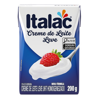 Creme De Leite Leve Uht Homogeneizado Caixa 200g Italac Creme De Leite Leve Uht Homogeneizado Caixa 200g Italac