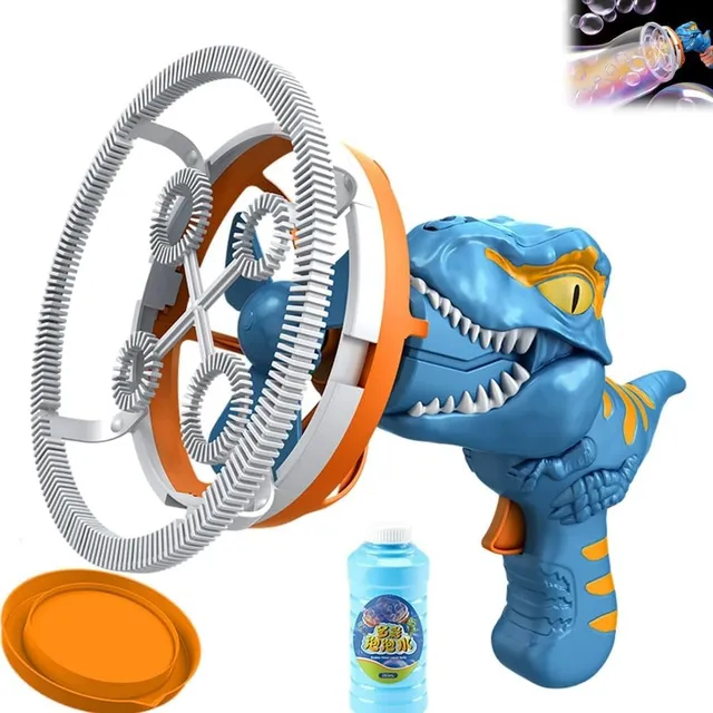 Pistola Lanza Burbujas Dinosaurio Burbudinosaurio Para Niños Color Azul