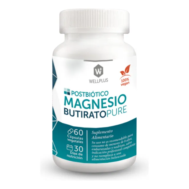 Magnesio Butirato Pure Wellplus 60 Cápsulas Sabor Sin Sabor