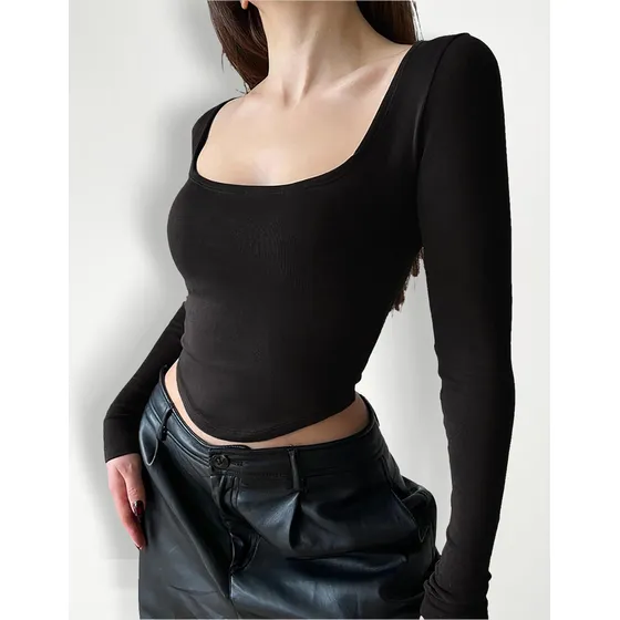 Crop Top Mujer De Color Sólido Sexy Y2k Cropped Blusas Damas